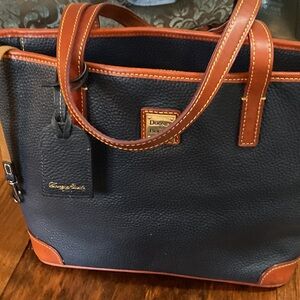 Dooney & Bourke Blue and Tan Leather Briefcase